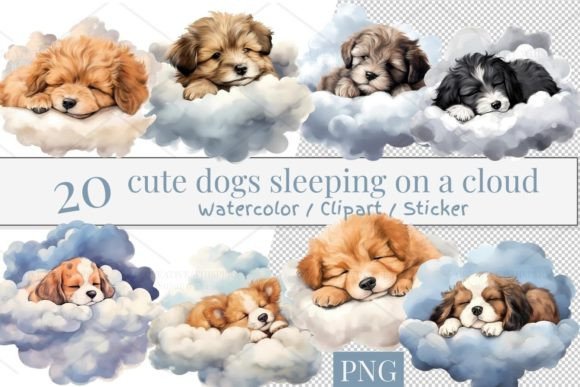 20 Watercolor Cute Dog Illustrations for Local Branding