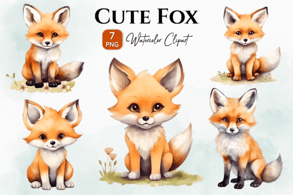 Cute Fox Watercolor Clipart: Illustrations for Crafters
