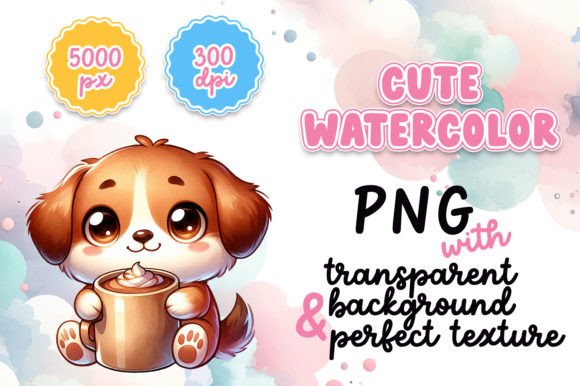 Cute Watercolor Dog with Hot Cocoa Illustrations Review