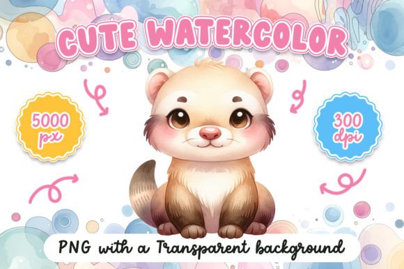 Cute Watercolor Ferret: Illustrations for Branding
