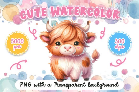 Cute Watercolor Highland Cow Illustrations Review