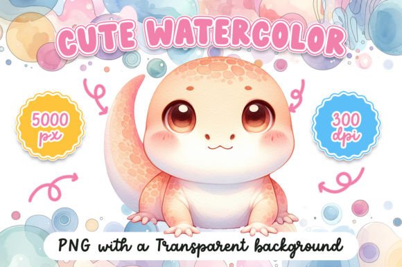 Cute Watercolor Lizard Illustrations for Local Branding