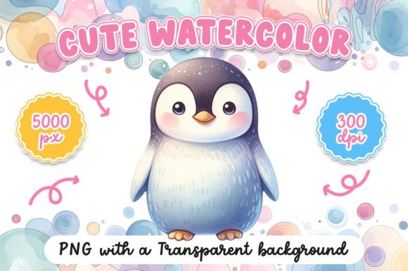 Cute Watercolor Penguin Illustrations for Crafters