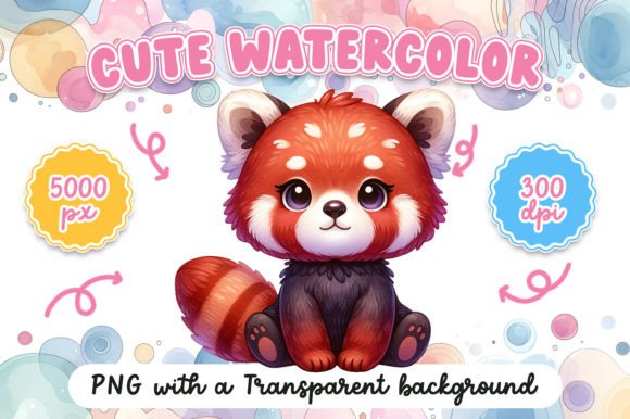Cute Watercolor Red Panda Illustrations for Crafters
