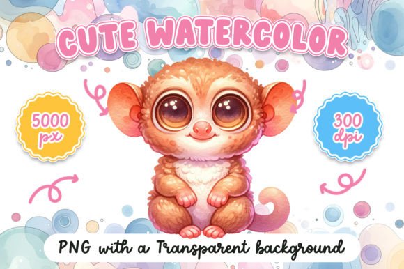 Cute Watercolor Tarsier: Illustrations for Branding