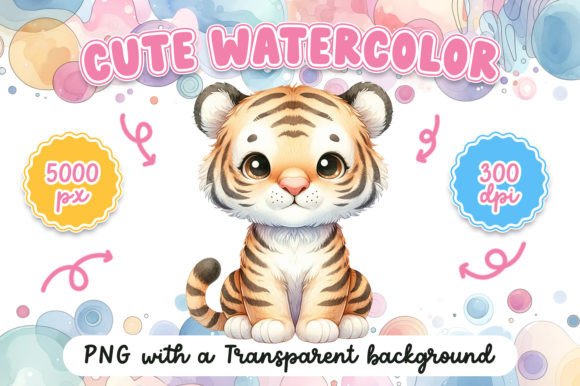 Cute Watercolor Tiger Illustrations for Editorial Design