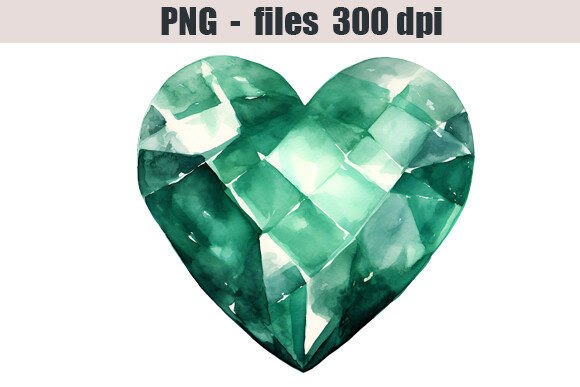 Emerald Heart Watercolor Clipart: Illustrations for Crafters