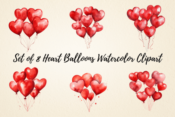 Heart Balloons Watercolor Clipart Illustrations Review
