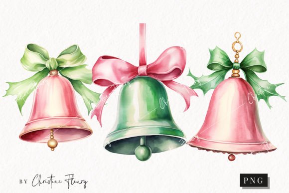 Pastel Watercolor Bells Clipart for Embroidery