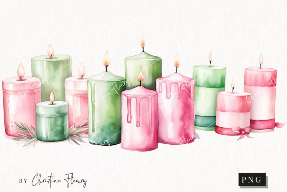 Pastel Watercolor Candles Illustrations for Editorial Design