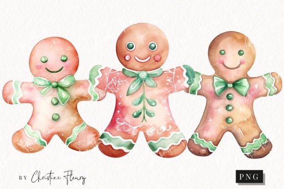 Pastel Watercolor Gingerbread Men Illustrations Review
