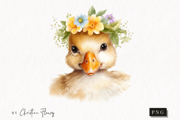 Watercolor Baby Duck Clipart: Illustrations for Sales