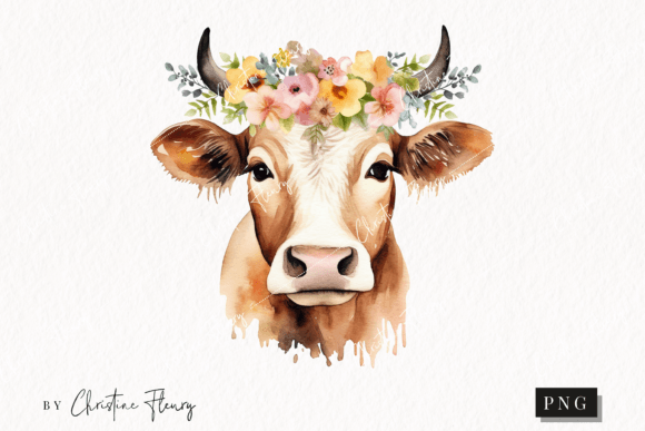 Watercolor Cow Clipart Illustrations for Crafters