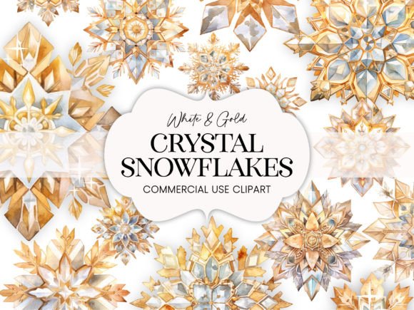 Watercolor Crystal Winter Snowflakes Illustrations Review