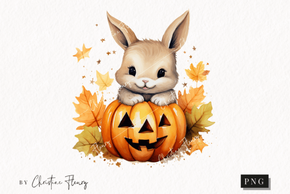 Watercolor Fall Bunny Clipart: Illustrations for Branding