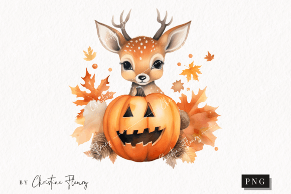 Watercolor Fall Deer Clipart for Editorial Illustrations