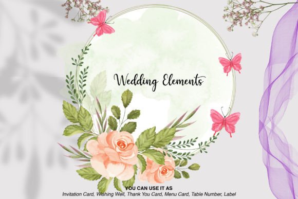 Watercolor Floral Handmade Wreath Illustrations