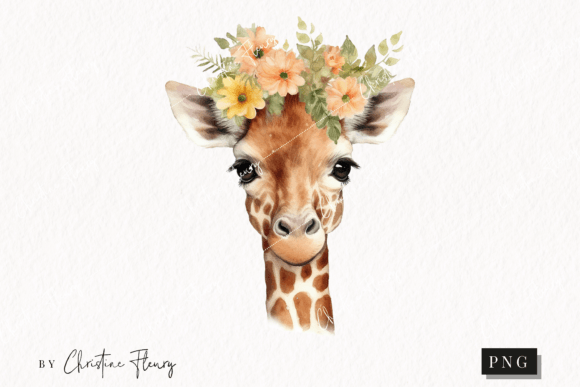 Watercolor Giraffe Clipart Illustrations for Editorial Design