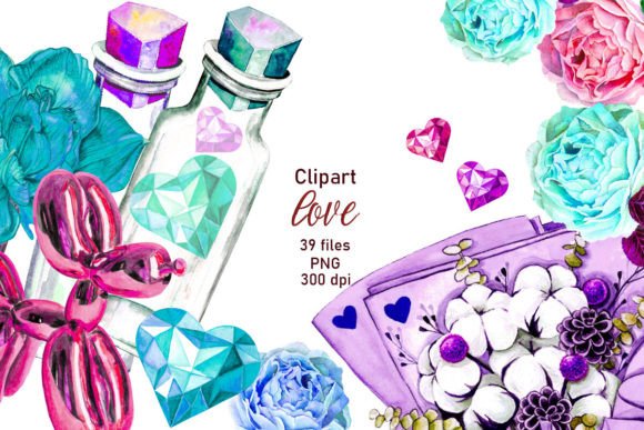 Watercolor Love Clipart: Illustrations for Local Brands