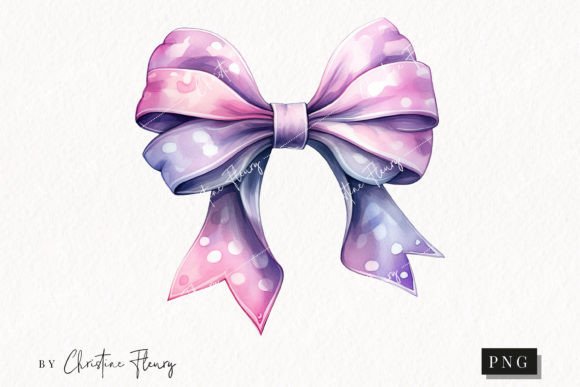Watercolor Purple Bow Clipart: Illustrations for Branding