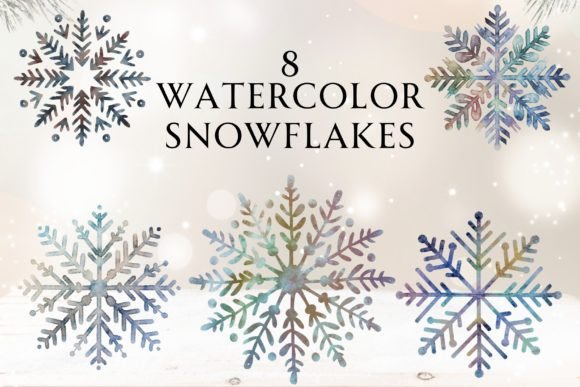Watercolor Snowflakes Clip Art: Editorial Illustrations