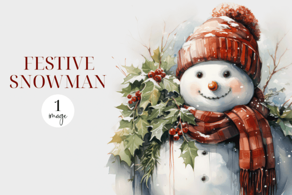 Watercolor Snowman Clipart PNG for Illustrations