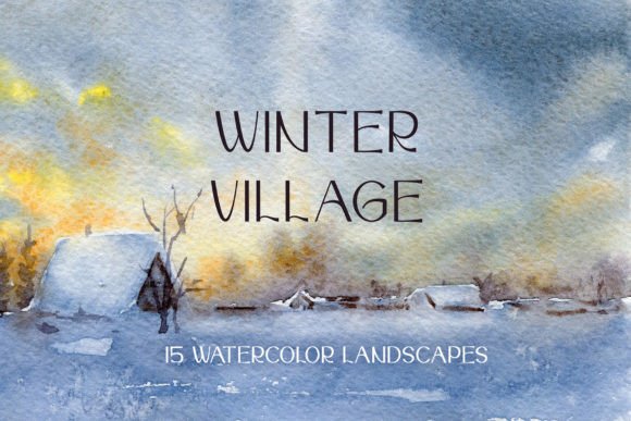 Watercolor Winter Village Landscapes Illustrations Review