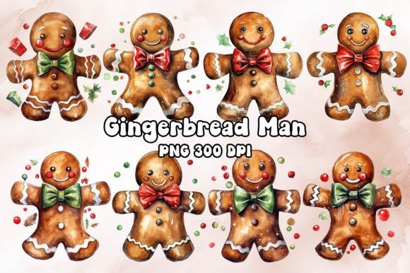 Whimsical Gingerbread Man Watercolor Illustrations
